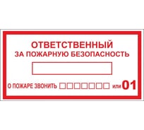 Знак EKF "Ответственный за пожарную безопасность" 150x300 мм, пластик, ГОСТ Р 12.4.026-2001 pn-f-20