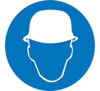 Знак EKF M 02 "Работать в защитной каске (шлеме)" ф200 мм, самоклеящаяся пленка, ГОСТ Р 12.4.026-2001 an-m-02