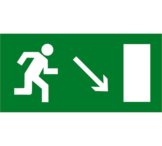 Эвакуационный знак EKF E 07 "Направление к эвакуационному выходу направо вниз" 150x300 мм, самоклеящаяся пленка с фотолюминесцентным покрытием, ГОСТ Р 12.4.026-2001 an-e-07-f 1