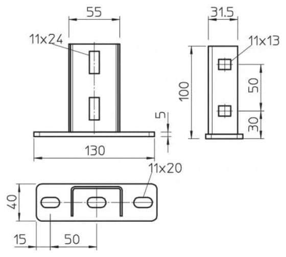 Потолочная траверса OBO Bettermann KU 3 FT, для профиля US 3, сталь, горячий цинк 6348874