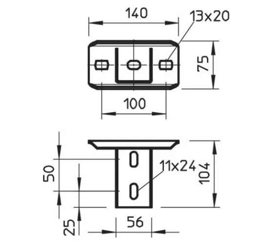 Потолочная траверса OBO Bettermann KUS 5 FT, для профиля US 5, прямая, сталь, горячий цинк 6348904