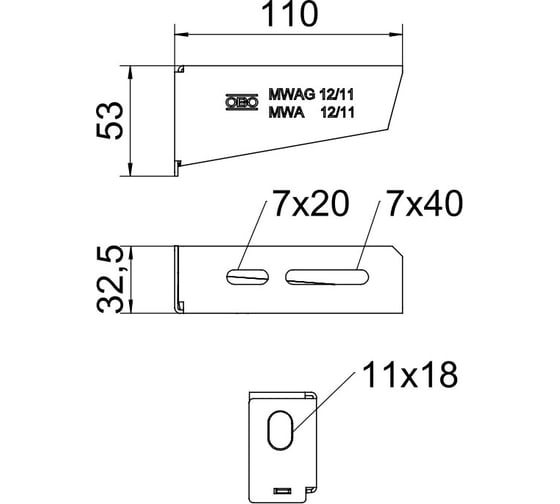 Оцинкованный кронштейн OBO Bettermann 110 мм 6424502