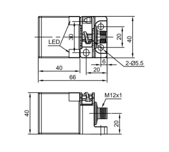 Индуктивный бесконтактный выключатель Lanbao LE40SZSN40DPRY-E2 07-00036377