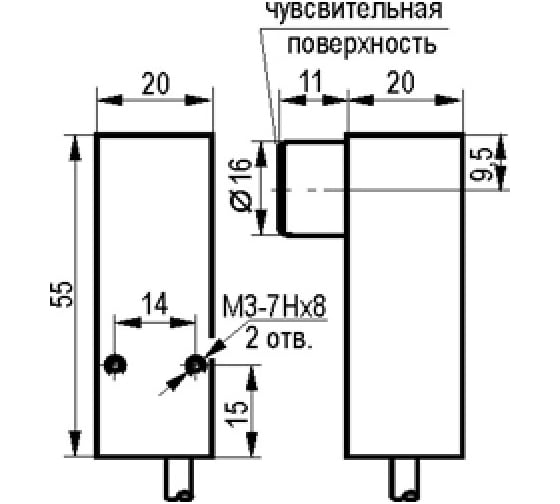 Индуктивный датчик ТЕКО ISAB I17A-32P-5-P Sn=5 мм, корпус 20x55x20 алюминий заподлицо, 15 ... 30 DC, NС PNP, IP67, подключение кабель 00-00023917