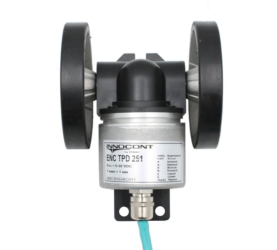 Инкрементальный энкодер INNOCONT с мерным колесом L=250мм, 1 имп/10мм, 5…30VDC, IP65, -20…+85C, кабе ENC TPD 2510