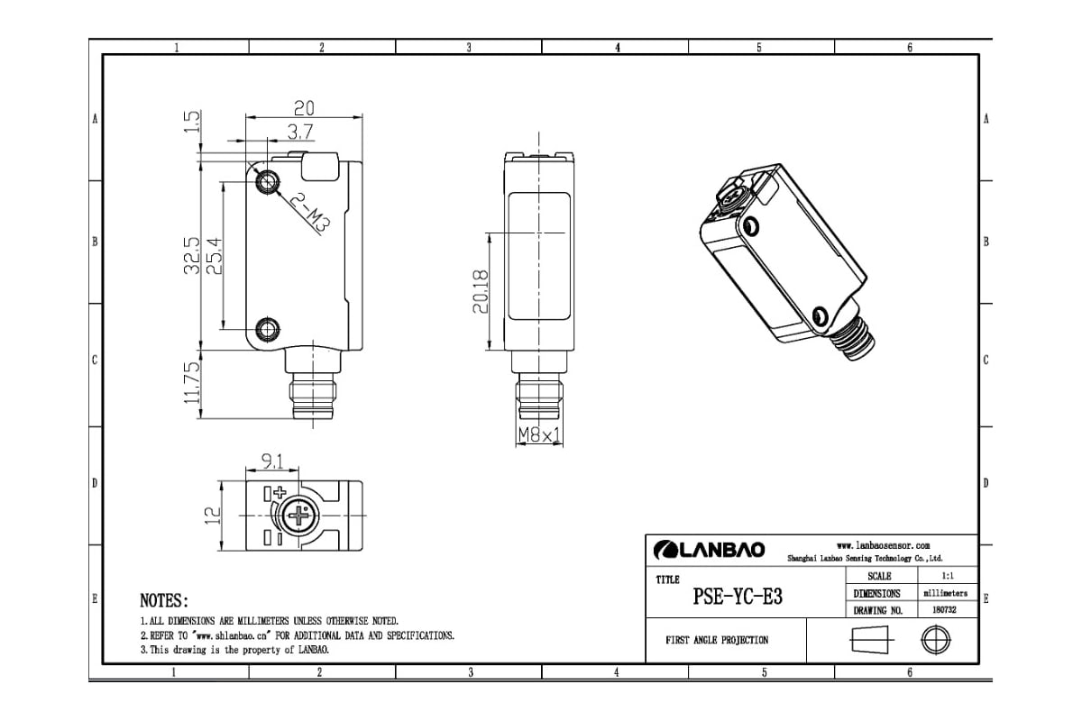 Оптический датчик lanbao pse-yc35dpbr-e3 07-00038882