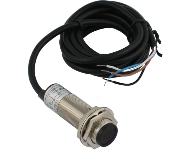 Диффузионный фотодатчик INNOCONT М18x1, зона срабатывания до 30 см, -10 +60 С, 12…24 VDC, IP67, выход: PNP NO + NC, макс. ток 200 мА, время реакции 3 мс, кабель 2 м PES-D18-POC30D (cable)