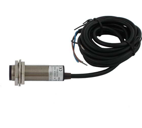 Диффузионный фотодатчик INNOCONT М18x1, зона срабатывания до 30 см, -10 +60 С, 12…24 VDC, IP67, выход: PNP NO + NC, макс. ток 200 мА, время реакции 3 мс, кабель 2 м PES-D18-POC30D (cable)