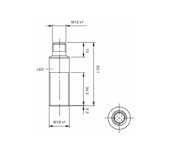 Индуктивный бесконтактный выключатель AKUSENSE TPF18-08PR-E2 07-00037851