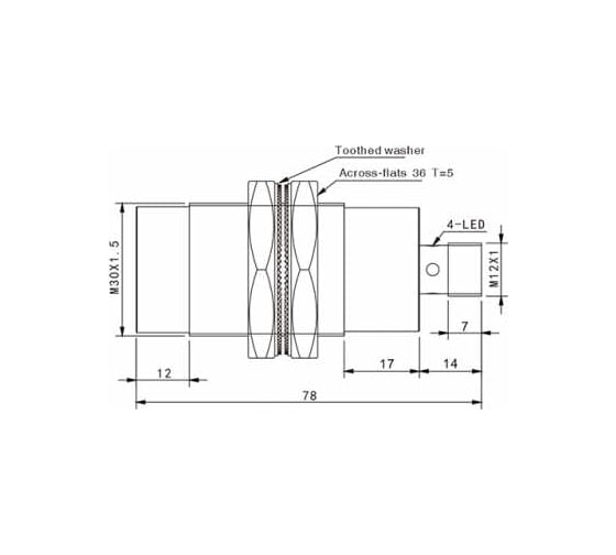 Индуктивный бесконтактный выключатель AKUSENSE TRN30-15PO-E2 07-00037847