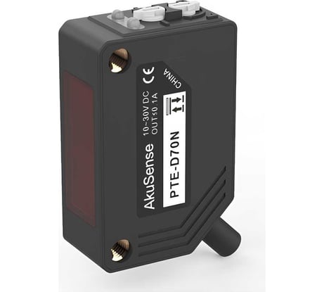 Оптический датчик диффузный AKUSENSE PTE-D70N Sn=1000 мм NPN НО/НЗ 10...30DC кабель 2м 07-00037854