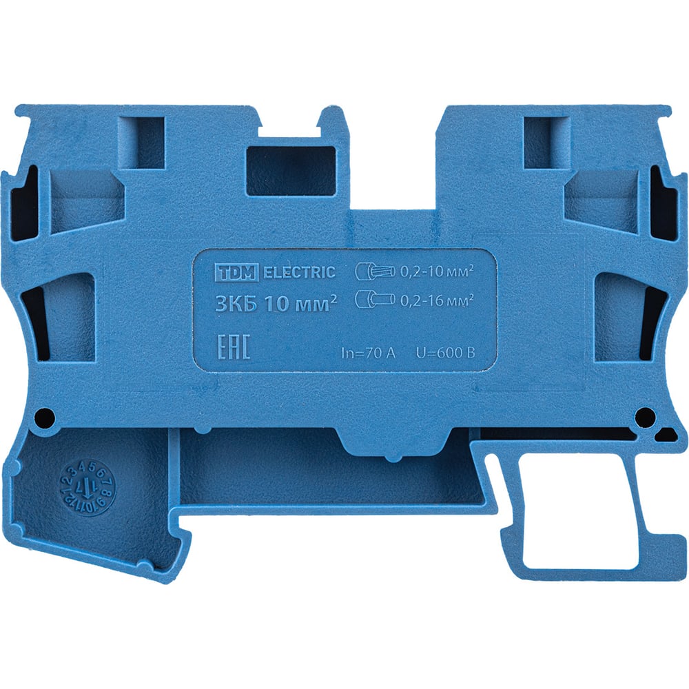 Безвинтовой клеммный зажим TDM (ЗКБ) 10 мм2, 70А, синий SQ0822-0139 ...