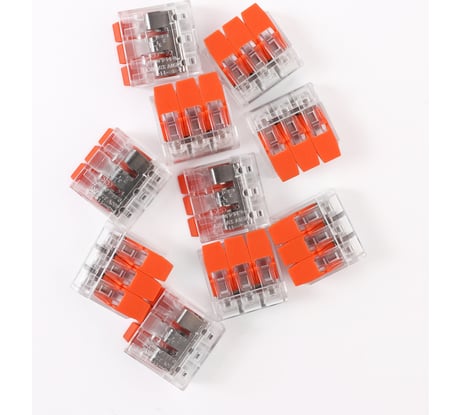 Строительно-монтажная клемма Volsten V02-9w-221-413 (СМК, 3 провода до 4 мм, 32А, 450 В, 10 шт., оранж.) 15235