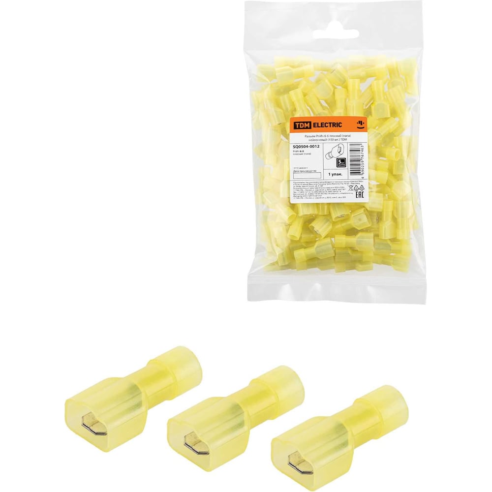 Разъем TDM РпИп 6-6 плоский папа, нейлоновый, 100 шт. SQ0504-0012 ...