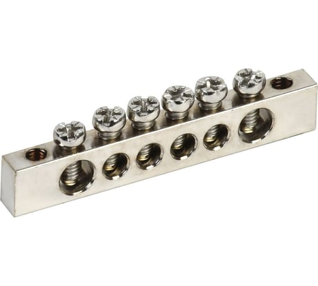 Шина IEK pen "земля-ноль" 6x9мм 6/2 с никелевым покрытием (6групп/крепеж по краям) YNN11-06-100-N