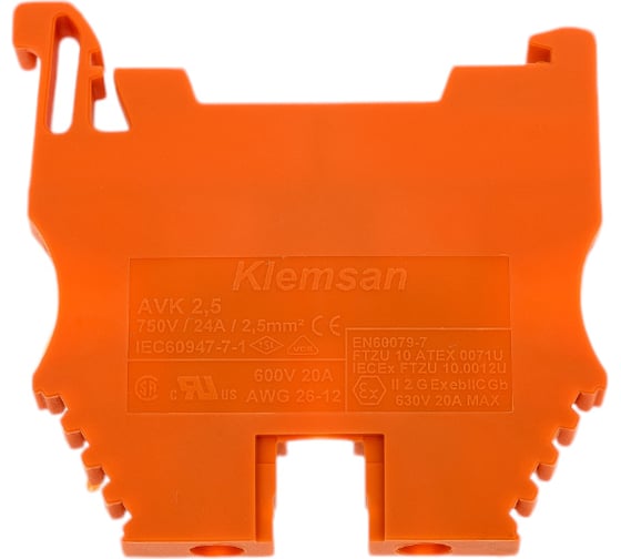 Клеммник на DIN-рейку Klemsan 2,5мм.кв., оранжевый, AVK2,5(RP) 100 шт. 0.0.0.3.304127RP