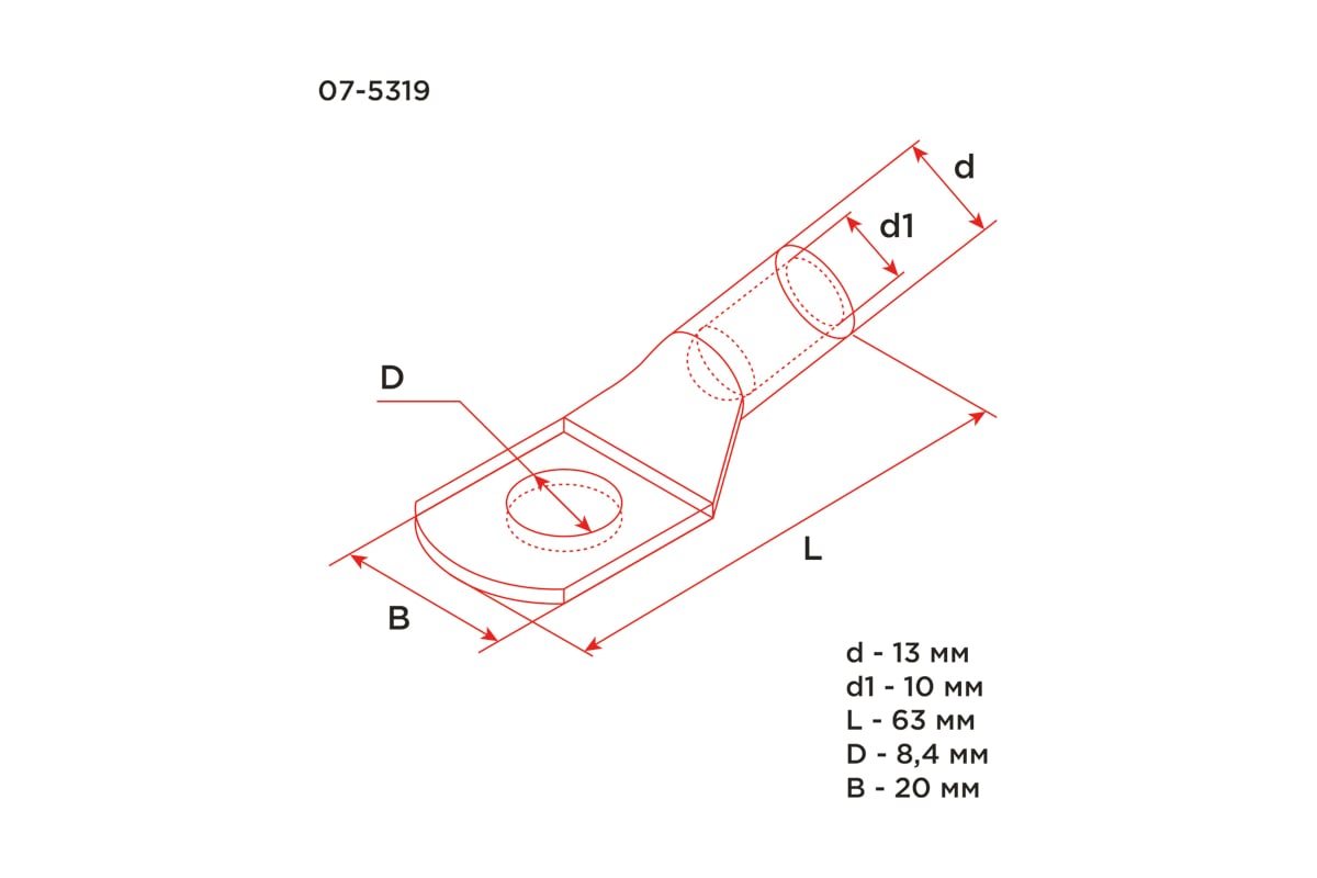 Медный луженый наконечник REXANT ТМЛ 35–8–10 (35мм² - Ø 8мм) ГОСТ 7386 ...
