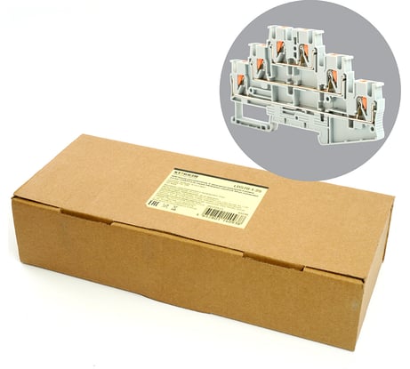 Пружинный 6-проводной проходной зажим STEKKER ЗНИ - 2,5 ,jxb pt 2,5, серый ld579-1-25, 49248