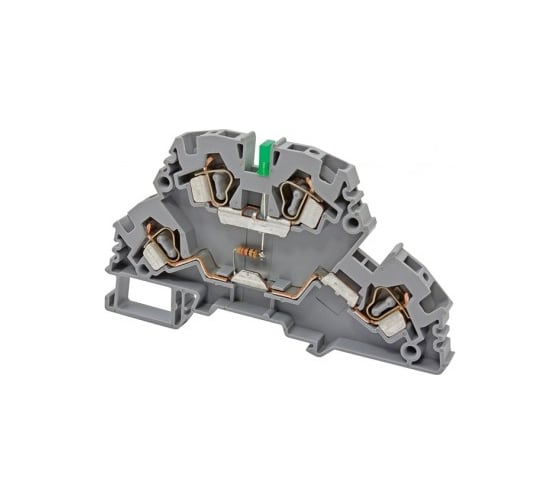 2-х ярусный пружинный клеммник Klemsan 4 мм.кв., с индикацией 220 VAC, (серый); YBK4-2 FLD 220VAC 20 шт. 0.0.0.3.318719 1