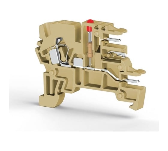Пружинный клеммник Klemsan с 2-х ряд. разъемом, с индикацией 220 VAC, на DIN-рейку, 2,5 мм.кв., (бежевый); PCY 2,5EL 50 шт. 0.0.0.3.364067 1