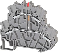 Быстрозажимной пружинный клеммник Klemsan Push in, 2-х ярусный, 2,5мм.кв., с индикацией 24VDC, серый; PYK2,5-2FLD 24VDC 40 шт. 0.0.0.3.307349