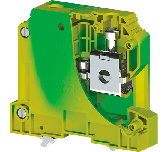 Клеммник на DIN-рейку Klemsan 50 мм.кв., земля; AVK50 T 10 шт. 0.0.0.3.334190 1