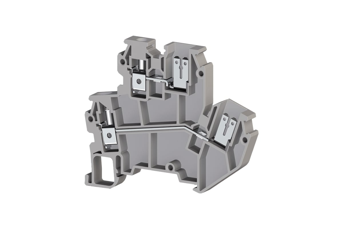 Клеммник Klemsan 2-х ярусный, 4 мм.кв., винтовой зажим/разъем, серый ...