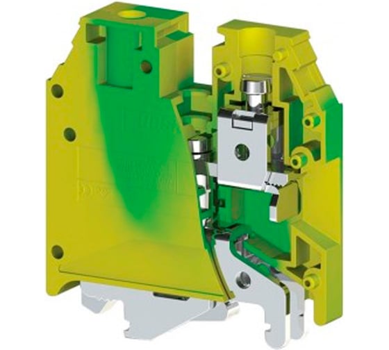 Клеммник на DIN-рейку Klemsan 35 мм.кв., земля; AVK 16/35T 30 шт. 0.0.0.3.334160 1