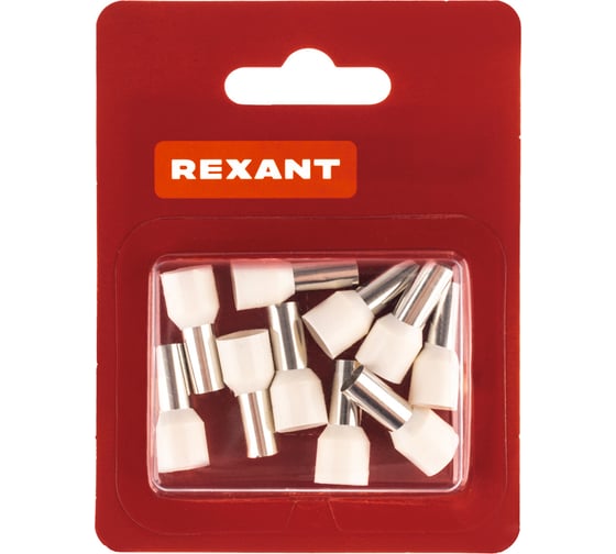 Штыревой втулочный изолированный наконечник REXANT F-12 мм 16 мм2 (НШВИ 16-12) слоновая кость, 10 шт 08-0832-10