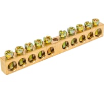 Шина ЭРА NO-122-15 PEN земля-ноль 6x9мм 10/1 латунная с креплениями по центру. Упаковка 10 шт Б0047229