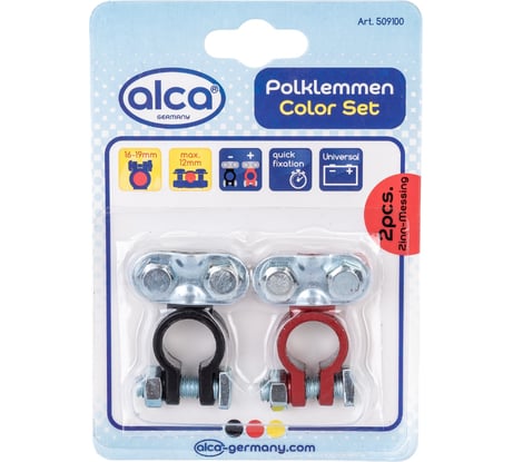 Клеммы АКБ Alca, 2 шт. красный/черный, в блистере 509100