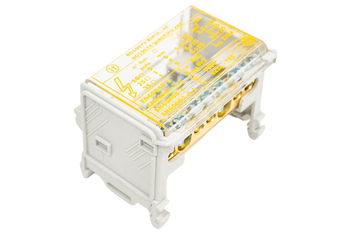 Распределительный блок DKC на DIN-рейку 2р, 100А, 5x6мм, 2x7,5мм ...