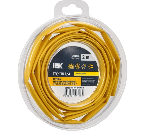 Термоусадочная трубка IEK тту нг-ls 6/3 желтая (2м/упак) UDR12-006-003-002-K05-T 1