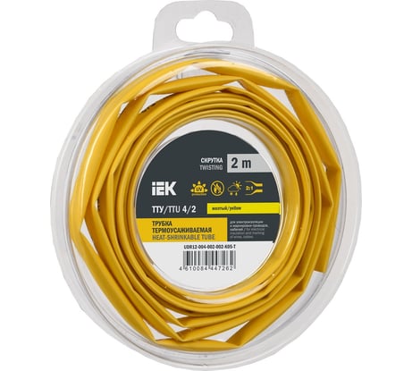 Термоусадочная трубка IEK ТТУ нг-ls 4/2 желтая (2м/упак) UDR12-004-002-002-K05-T