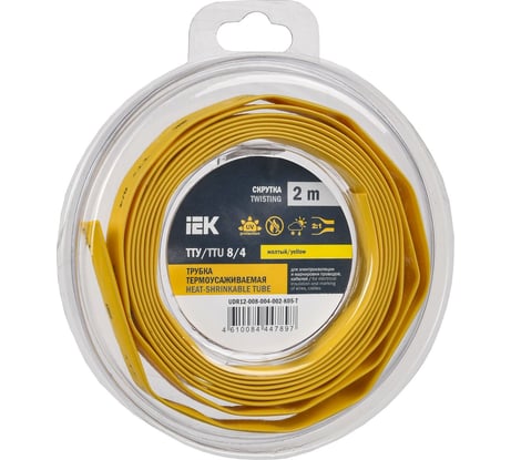 Термоусадочная трубка IEK ТТУ нг-ls 8/4 желтая (2м/упак) UDR12-008-004-002-K05-T