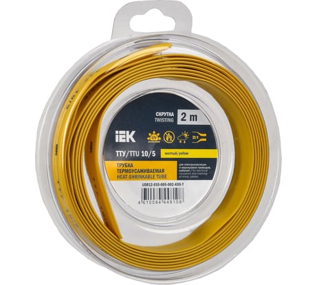 Термоусадочная трубка IEK ТТУ нг-ls 10/5 желтая (2м/упак) UDR12-010-005-002-K05-T