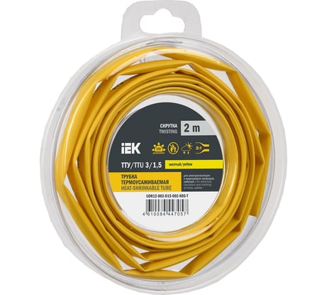 Термоусадочная трубка IEK ТТУ нг-ls 3/1,5 желтая (2м/упак) UDR12-003-D15-002-K05-T