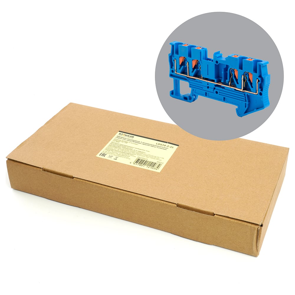 Пружинный 4-проводной проходной зажим STEKKER ЗНИ - 2,5 ,jxb pt 2,5 ...