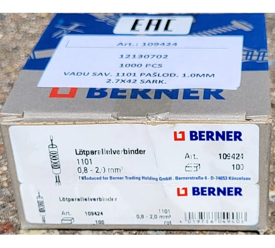 Параллельный разъем под пайку BERNER pi 1101 красный 109424-100
