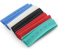 Набор термоусаживаемых трубок Jilion 12:6 15шт. по 10см 5цв. (по 3 шт.: белый, зеленый, синий, красный, черный) 9536556