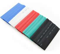 Набор термоусаживаемых трубок Jilion 16:8 15шт. по 10см 5цв. (по 3 шт.: белый, зеленый, синий, красный, черный) 9536558