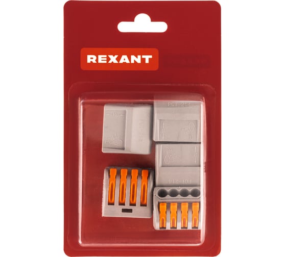 Универсальная клемма REXANT СМК 222-414, 4-проводная, серая, 0,08-2,5/4 мм2, 5 шт. 07-5254-4-05