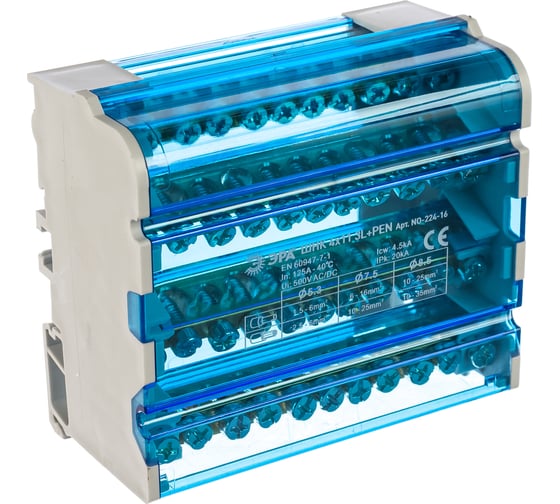 Шины на DIN-рейку ЭРА NO-224-16 в корпусе ШНК 4х11 3L+PEN Б0043934