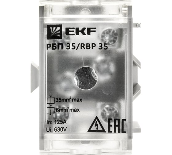 Проходной распределительный блок EKF РБП 35 1х35-4х6 мм2 125/50А PROxima RBP-35-50