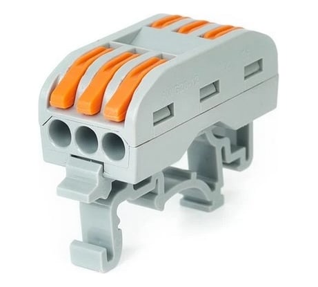 Соединительная проходная клемма HLT 3 полюс на DIN-рейку СК-413-3 0.4-2.5мм² и 0.5-4.0мм² 081-19-019