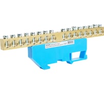 Шина STEKKER "n" на изоляторе 8x12 на din-рейку 16 выводов, синий, ld555-812-16, 49543