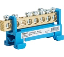 Шина STEKKER "n" на изоляторе 6x9 тип "стойка" на din-рейку 8 выводов, синий, ld556-69-8, 49558