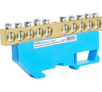 Шина STEKKER "n" на изоляторе 8x12 на din-рейку 10 выводов, синий, ld555-812-10, 49540