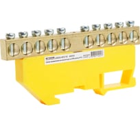 Шина STEKKER "pe" на изоляторе 8x12 на din-рейку 10 выводов, желтый, ld555-812-10, 49554