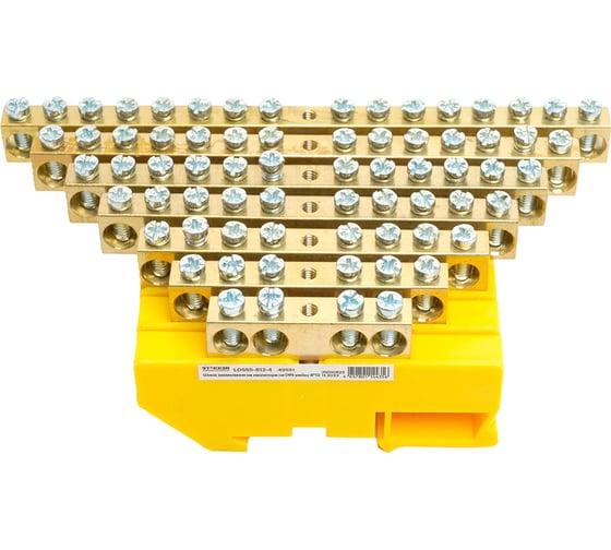 Шина STEKKER "pe" на изоляторе 8x12 на din-рейку 10 выводов, желтый, ld555-812-10, 49554